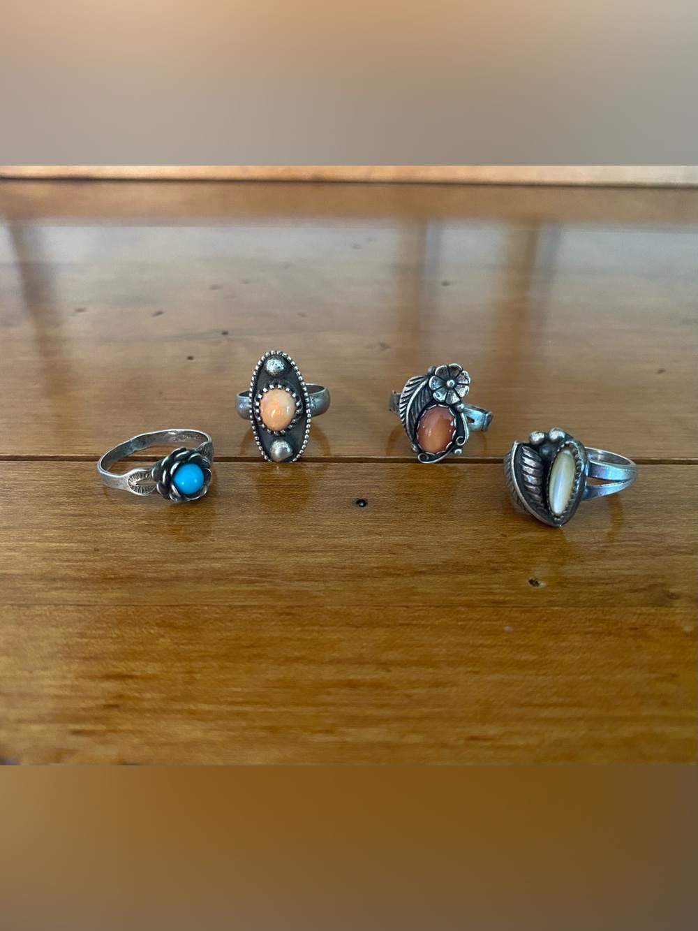 Lot of 4 Vintage Southwestern Sterling Silver Rings